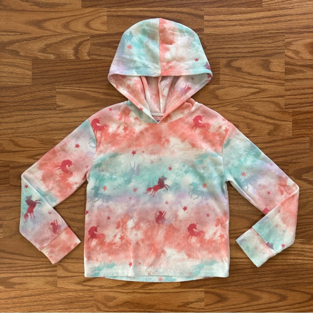 Jumping Beans Girls Size 8 Fleece Hoodie Pullover Sweatshirt Unicorns Pink EUC!